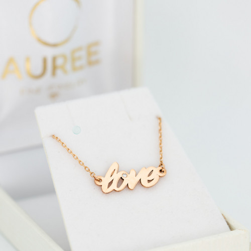 Zlatý náhrdelník s diamantem - Love