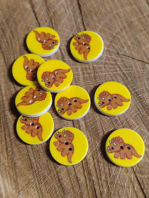 Knoflík dětský dvoudírkový vzor dinosaurus