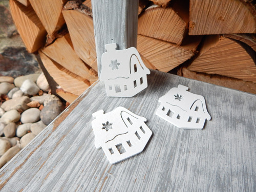 Domeček 5,5cm, 10ks dřevěný, bílý