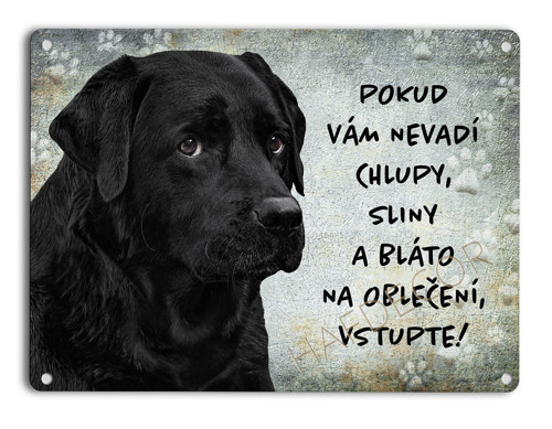 Labrador černý s nápisem