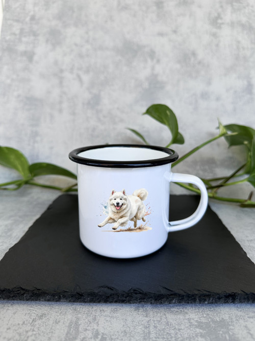 Plecháček - Pes Samojed běžící (černý okraj)