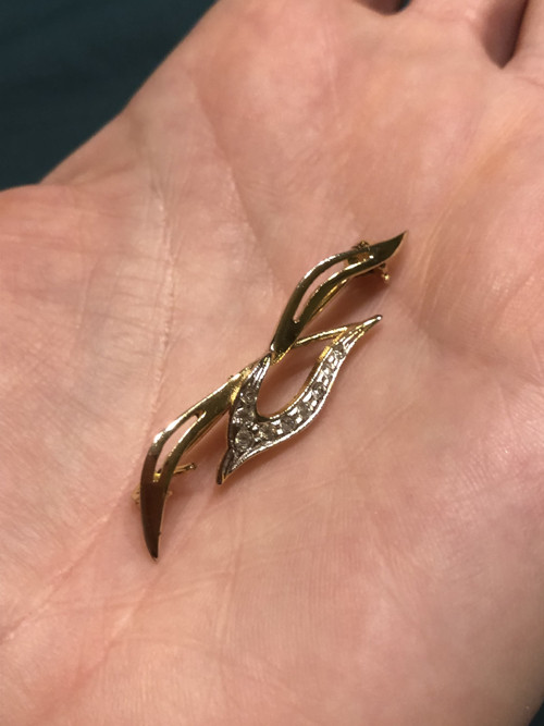 Starožitná luxusní elegantní brož zlacené stříbro