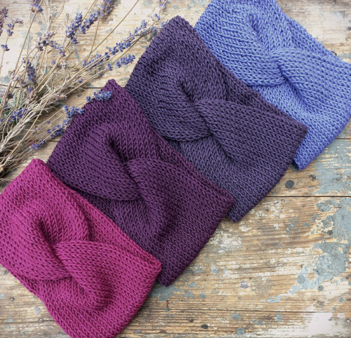 Dvouvrstvá čelenka, 50% merino..fialové odstíny