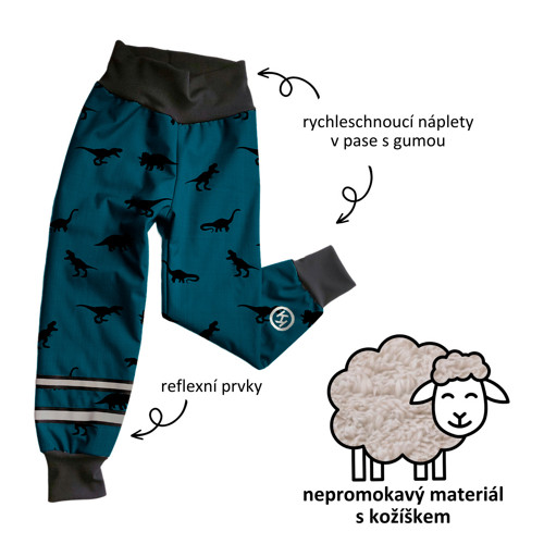 Softshell kalhoty s beránkem Dino petrol