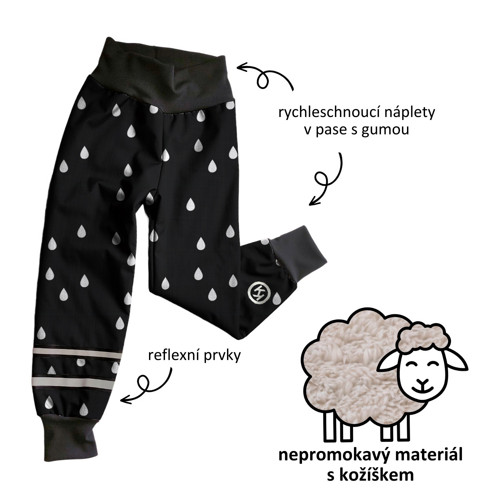Softshell kalhoty s beránkem Kapičky na černé