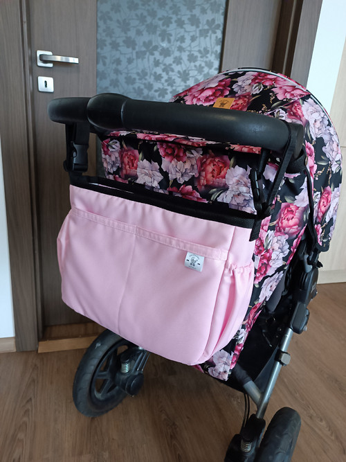 Organizér Extra na kočárek, 9 kapes - Růžový