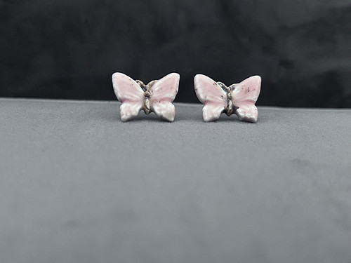 Náušnice z porcelánu, autorský motýlek 2cm