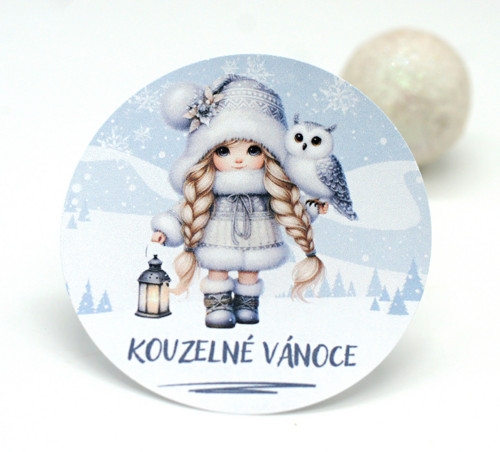 Kouzelné Vánoce holčička samolepky 12 ks - velké