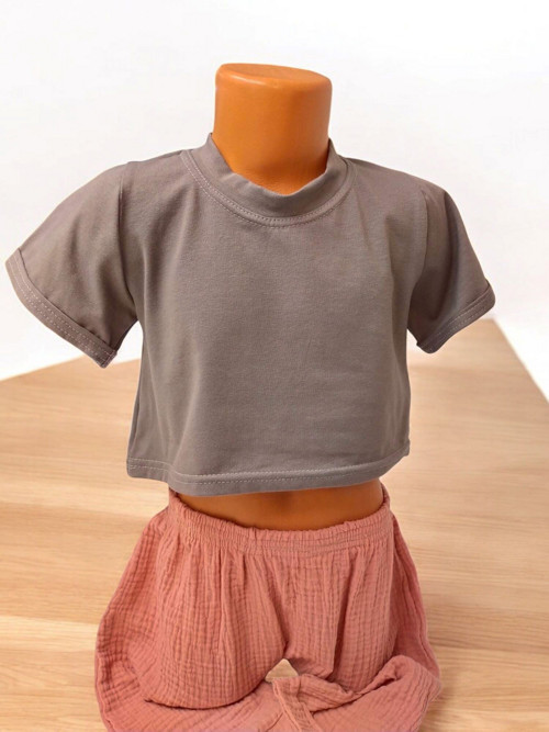 Dětský crop top šedý