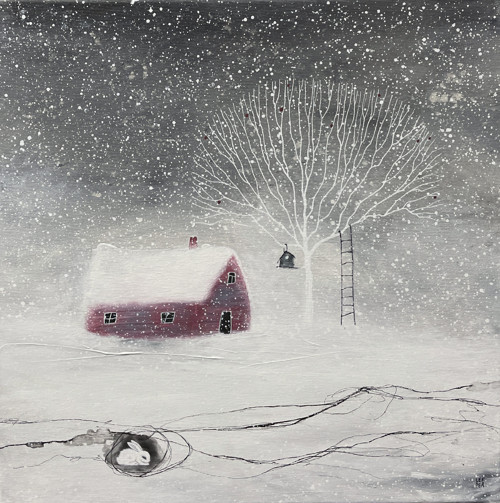 A celý den padal sníh - 40x40cm — foto 1