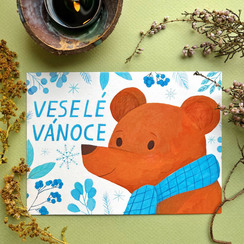 Vánoční přání Medvídek - otevírací