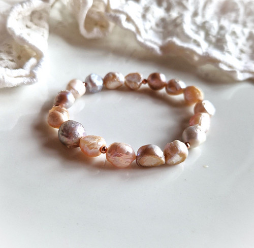 Přírodní perly*ocel rosegold*náramek
