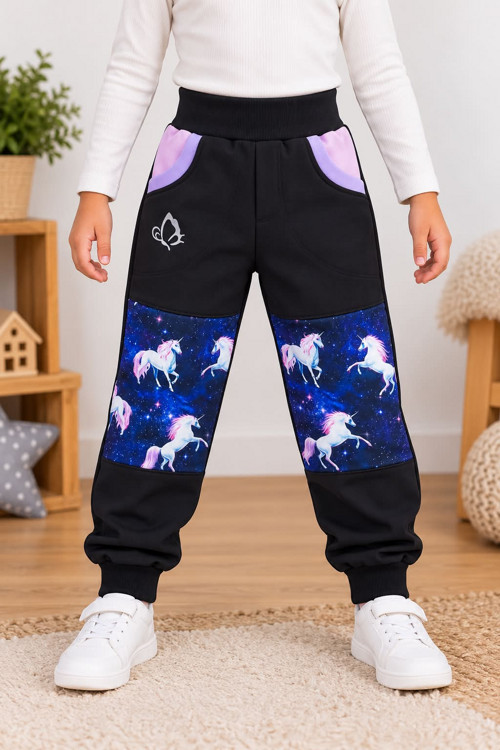 Softshellové kalhoty 98/104 jednorožec