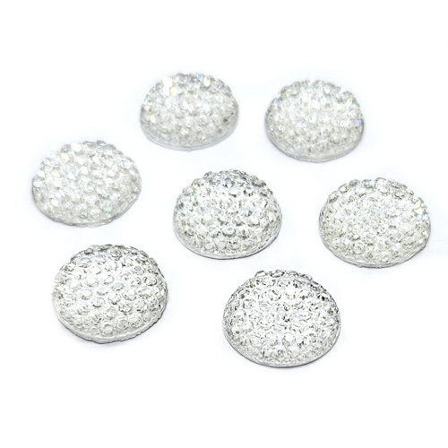 Kabošon, 12mm, stříbrná, 2ks