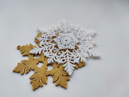 Vánoční ozdoby VLOČKY 2ks (bílá a zlatá), ornament