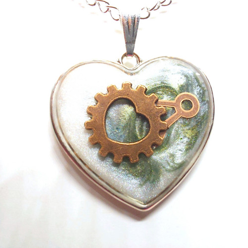 Přívěsek Srdce, steampunk styl /24005/