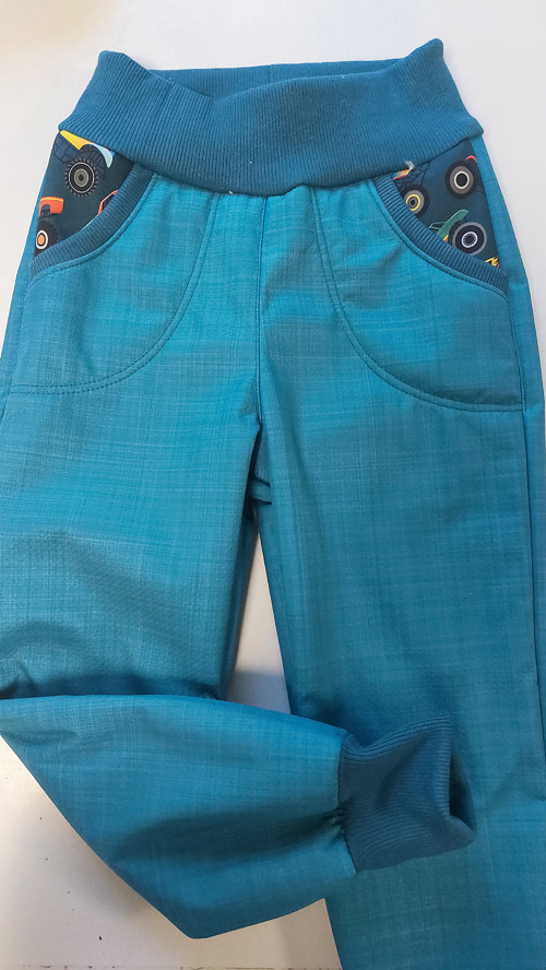 Kalhoty dětské, softshell s beránkem v.86