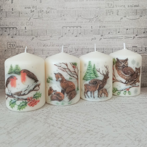 Co se děje v lese - sada 4 svíček (8x6 cm)
