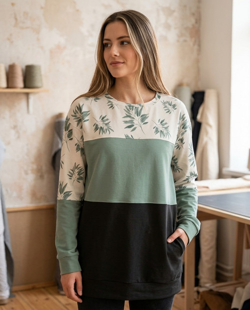 ZELENÁ S LÍSTEČKY (XL/XXL) - dámská mikina