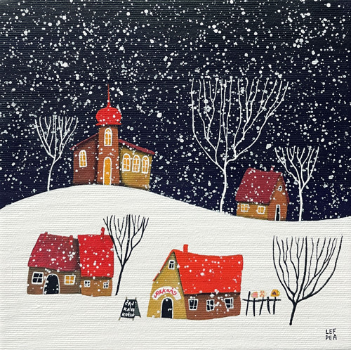 Zimní vesnička - 20x20cm — foto 1