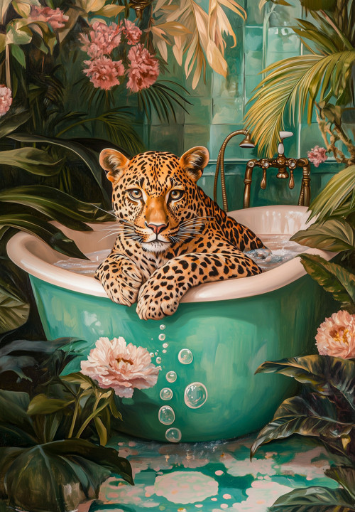 Poster A3 - Leopard ve vaně. — foto 1