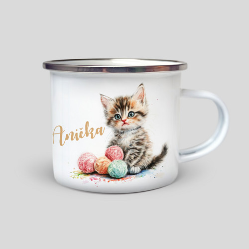 Kočička se jménem - plecháček s potiskem