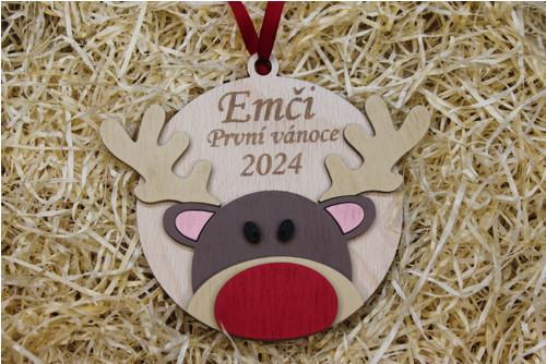 Dřevěný vánoční ornament – První Vánoce