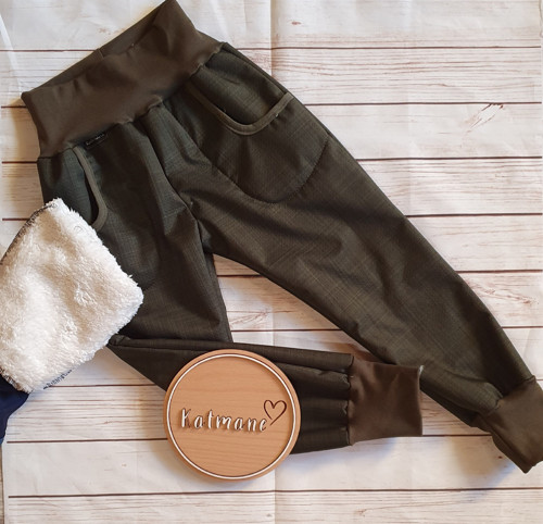 Softshellové kalhoty s BERÁNKEM - khaki — foto 1