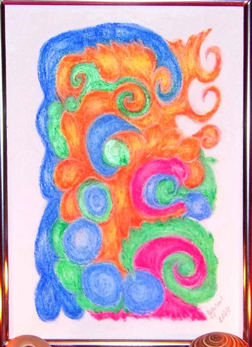 Relaxační obrázek Pták ohnivák, suchý pastel