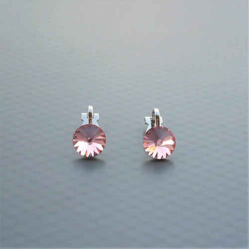 Malé Swarovski light rose a klipsy antialergické
