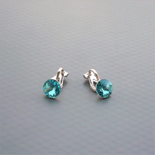 Malé Swarovski light turquoise a klipsy antialerg