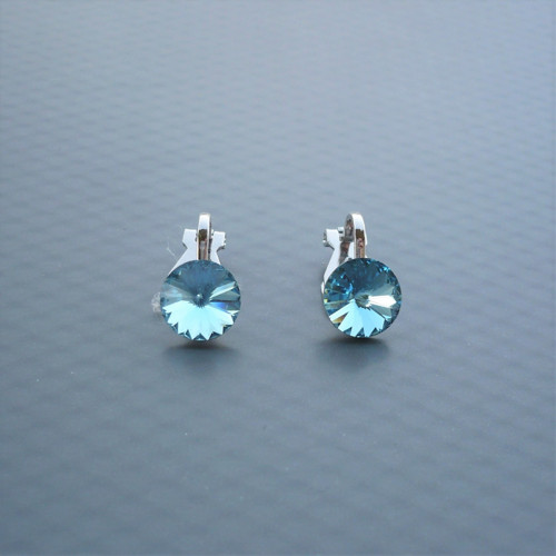Malé Swarovski aquamarine a klipsy antialerg