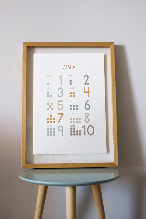 A4 plakát - Čísla s tečkami hygge (PDF k tisku)