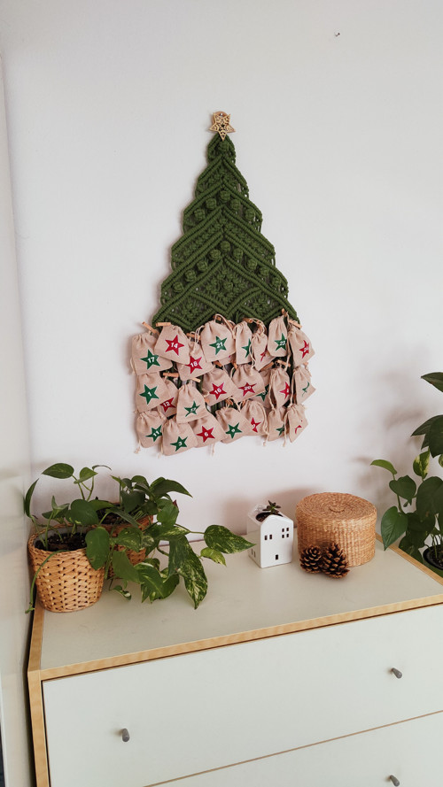 Macramé vánoční stromeček - adventní kalendář