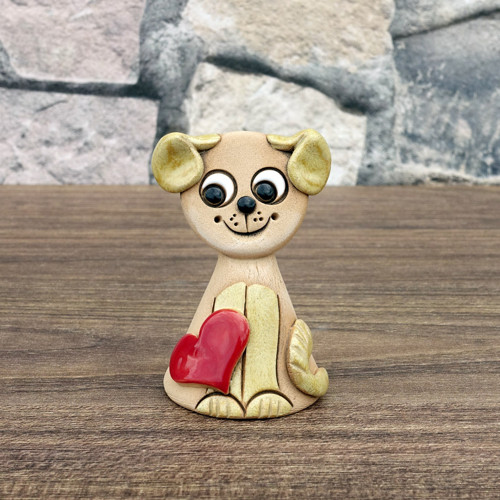 Keramický zvoneček - Mini pejsek béžový