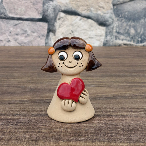 Keramický zvoneček - Mini holčička bruneta