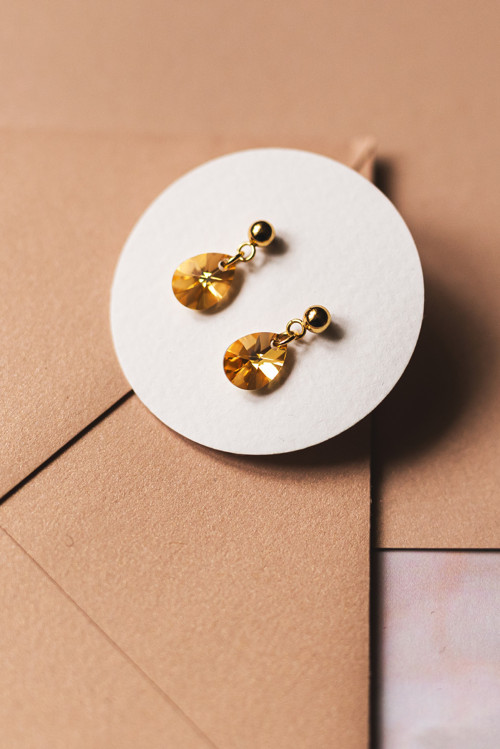 Náušnice se Swarovski krystaly - medově zlatavé