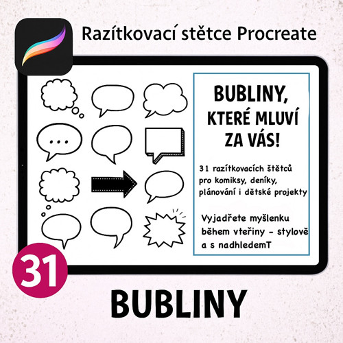 Bubliny razítkovací štětce - Procreate 31 ks