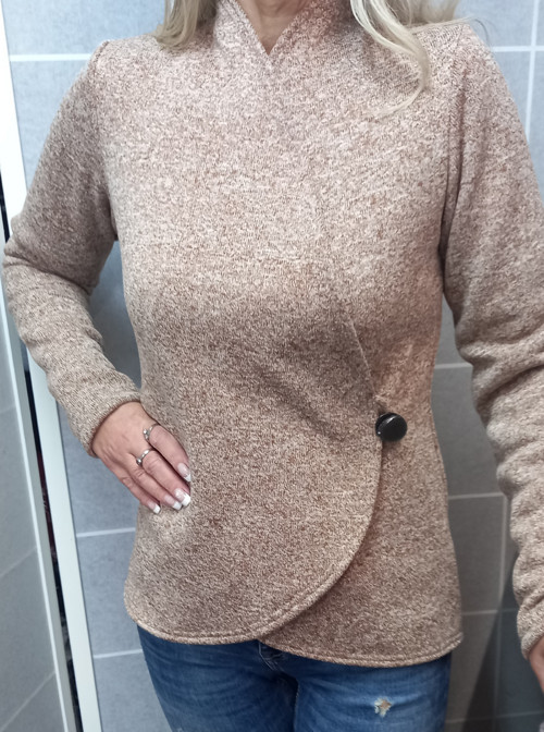 SVETŘÍK zavinovací na knoflík- Světle hnědá