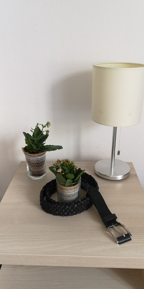 Kožený pletený opasek černý 3,5 cm, délka 110 cm.