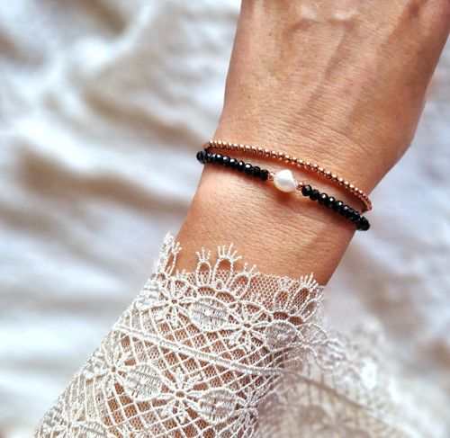 Perla*spinel/korund*rondelky*náramek