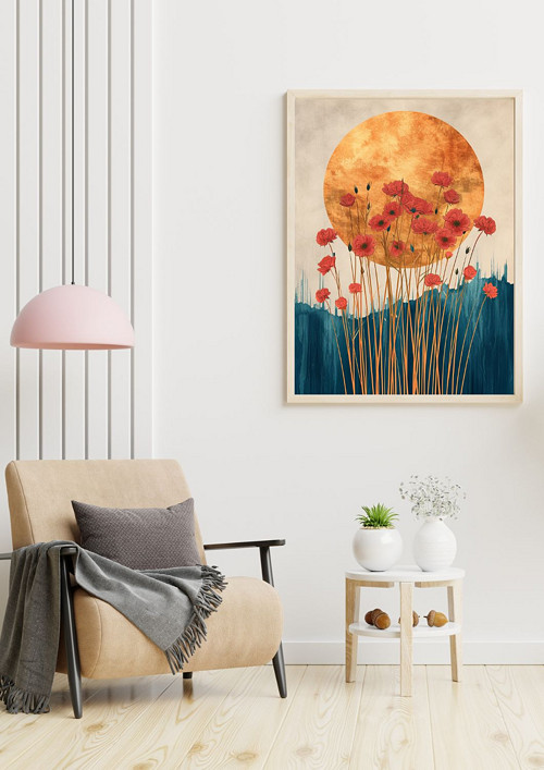 PLAKÁT A4/A3 "Poppies and sunset"