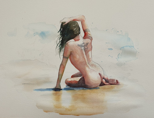 Akvarel "Moje léto"- akt cca 30 x 40 cm