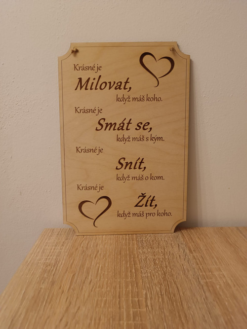 Cedulka Milovat, Smát se, Snít, Žít"