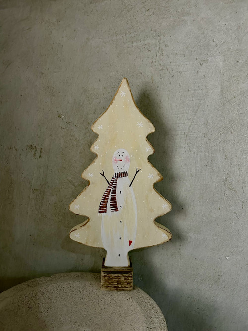 Stromeček se sněhulákem 25 cm