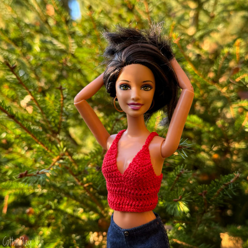 Barbie - červený háčkovaný top — foto 1