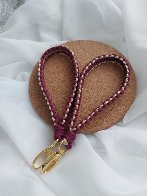 Macrame wristletka klíčenka Bordó