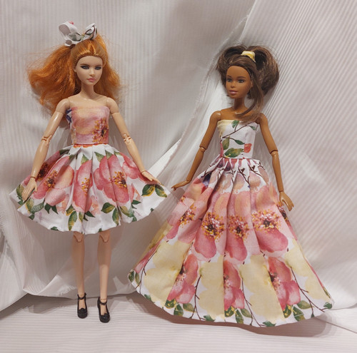 Bavlněné květinové šatičky pro panenku Barbie
