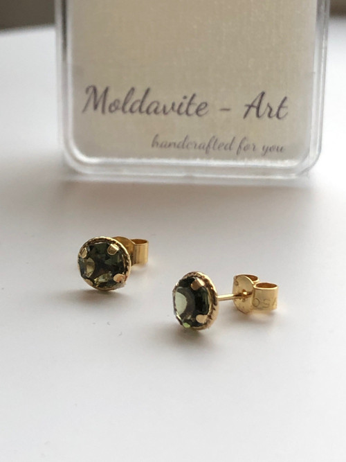 Zlaté Au585 náušnice - VLTAVÍN GEM 5mm- BS Design