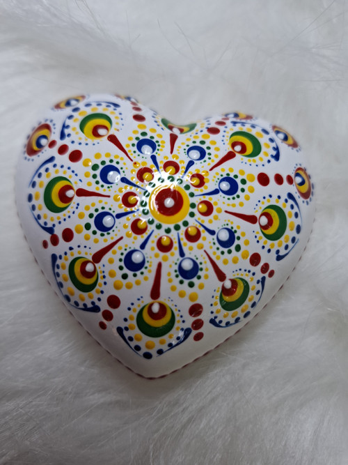 Srdce malovaný kámen, mandala